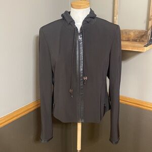 Carlisle women’s dark brown fabric and leather lightweight jacket size 10